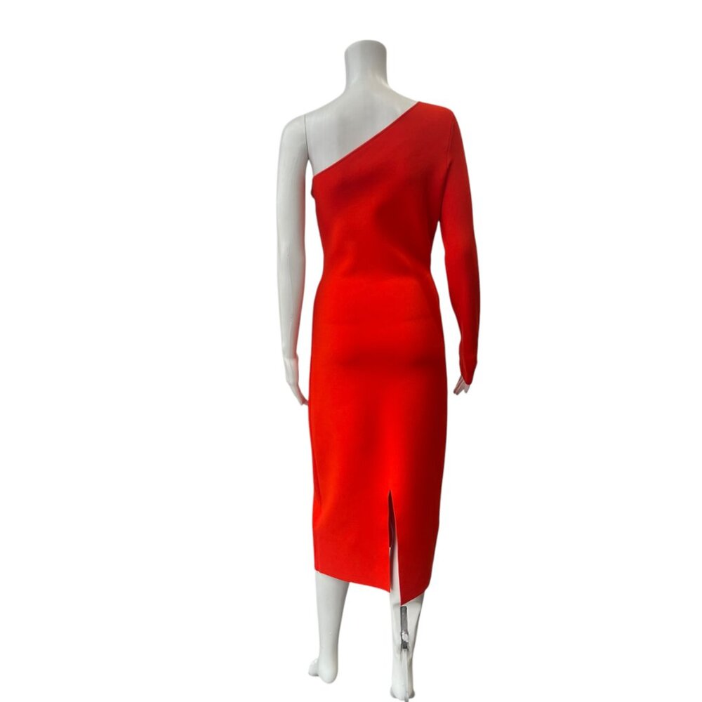 $890 Victoria Beckham VB Body Rust Orange One Shoulder Midi Dress size 3/L/8 - Picture 6 of 9